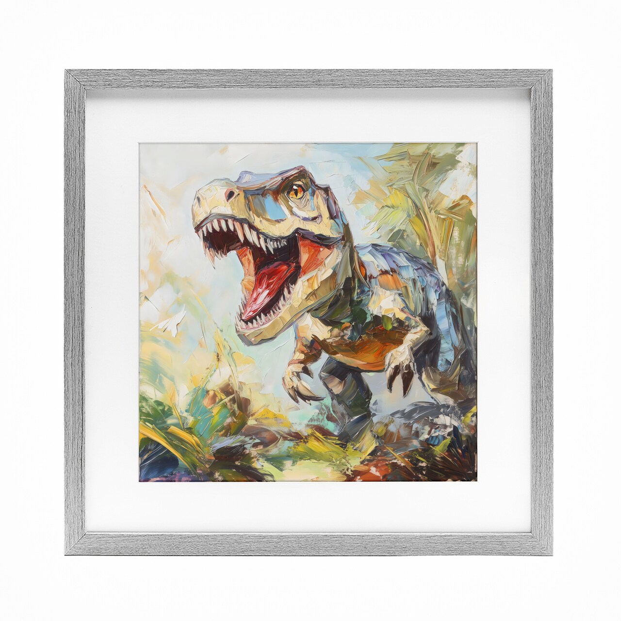 Stupell Industries Enchanting T-Rex Roar Framed Print Under Glass, design by Creative Studio